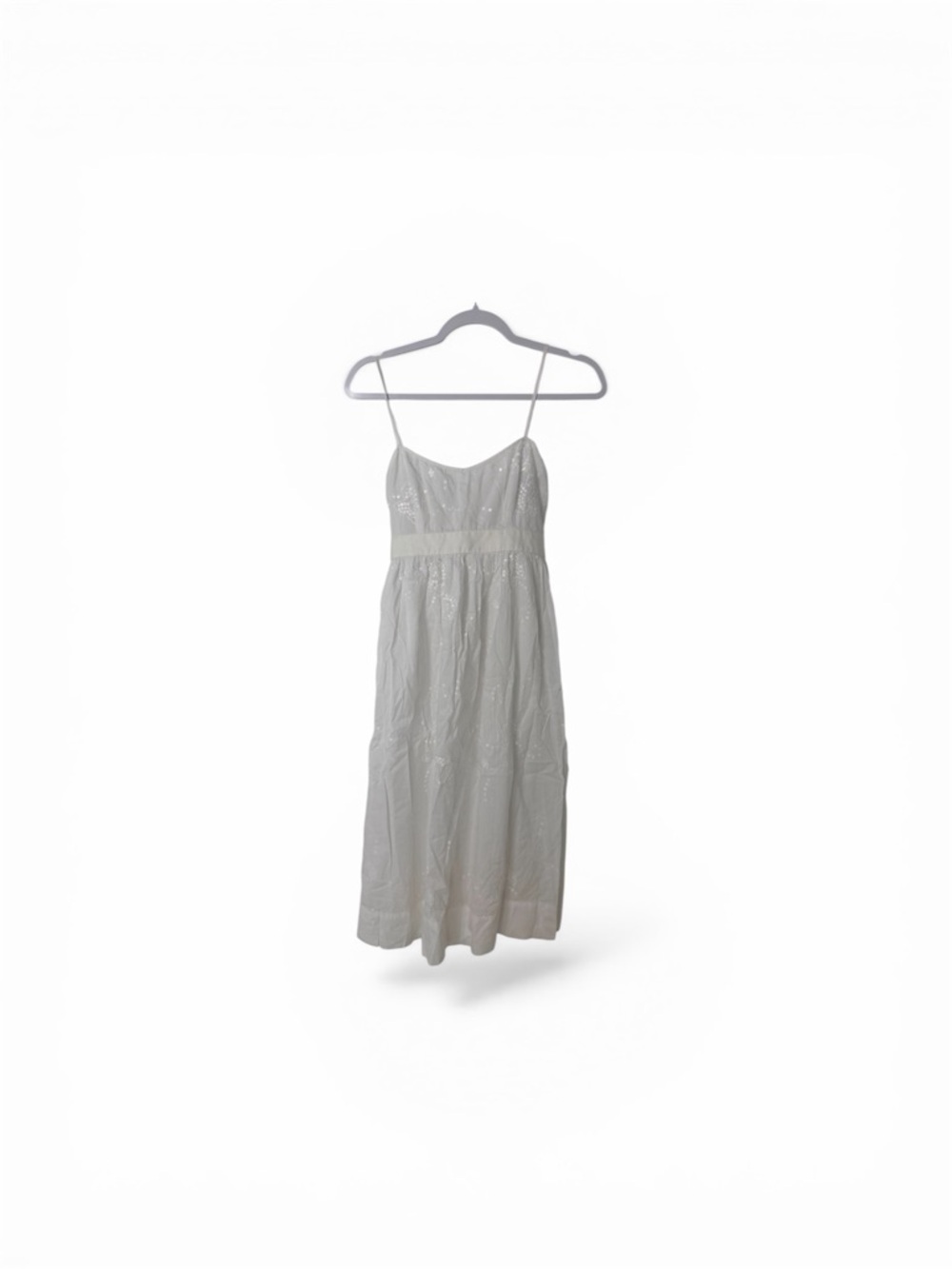 White Spaghetti-Strap Maxi Dress with Eyelet Detail